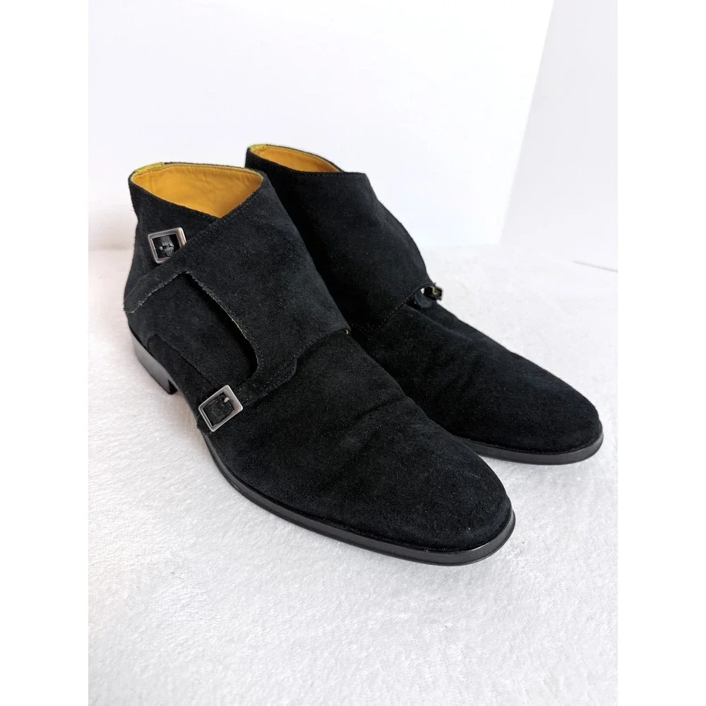Undandy Black Suede Double Monk Strap Chukka Boots Size 43 Men's Dress Boots